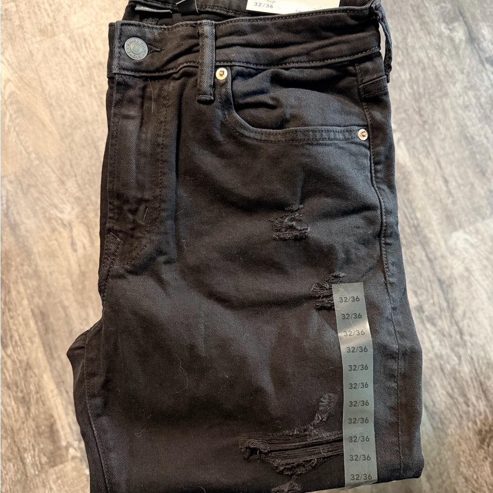 American Eagle Outfitters Black Ripped Skinny Jeans